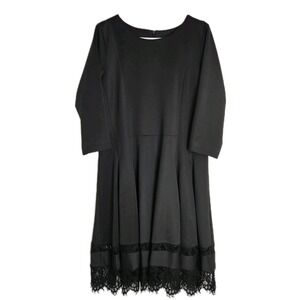 Eloquii Dress Womens Plus Size 20 Fit & Flare Lace Hem Black‎ Cocktail NWOT